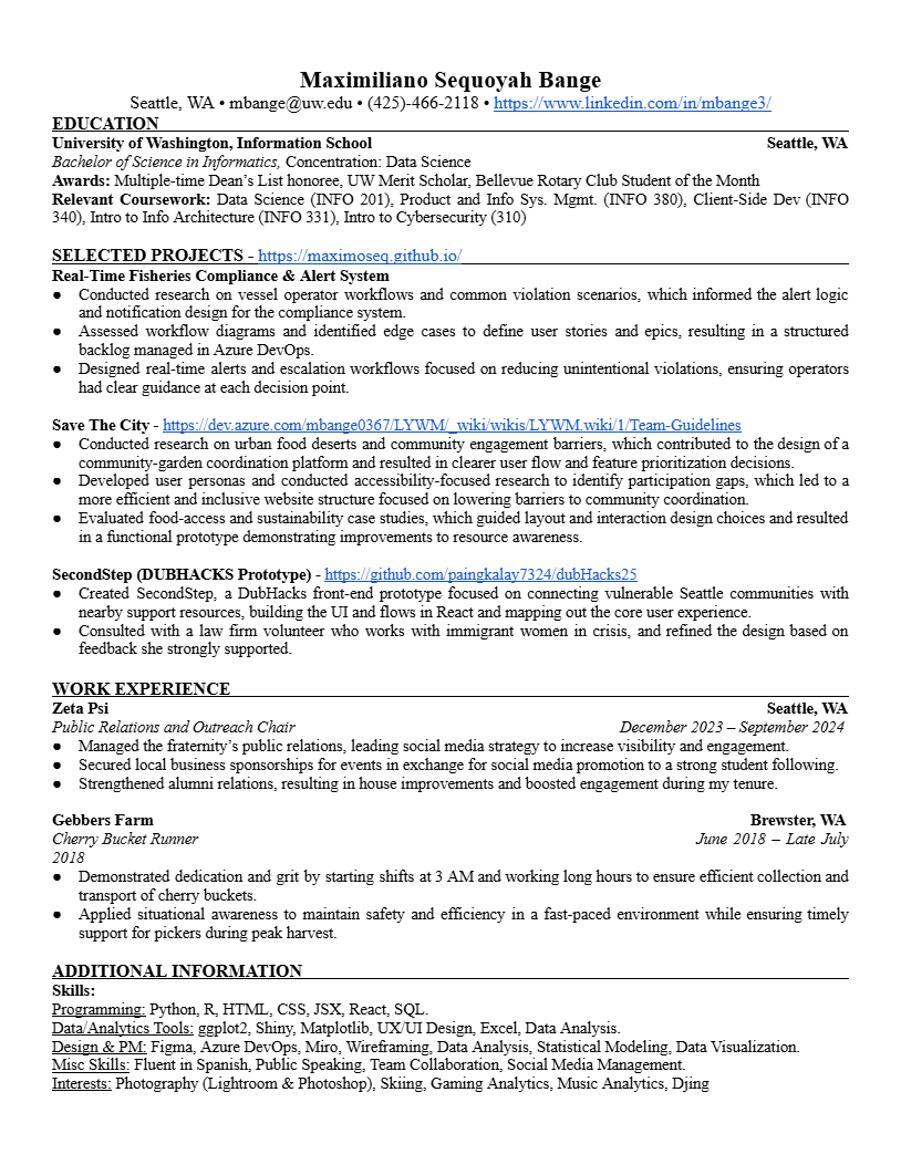 Maximiliano Bange Resume